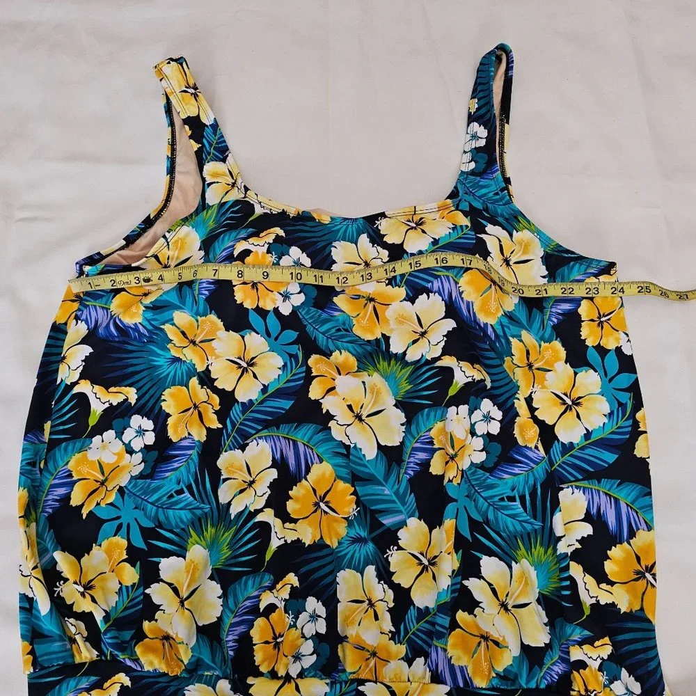 Swimsuit For All Women's Floral Side Tie Blouson Tankini And Shorts Plus Size 26 - Picture 10 of 16
